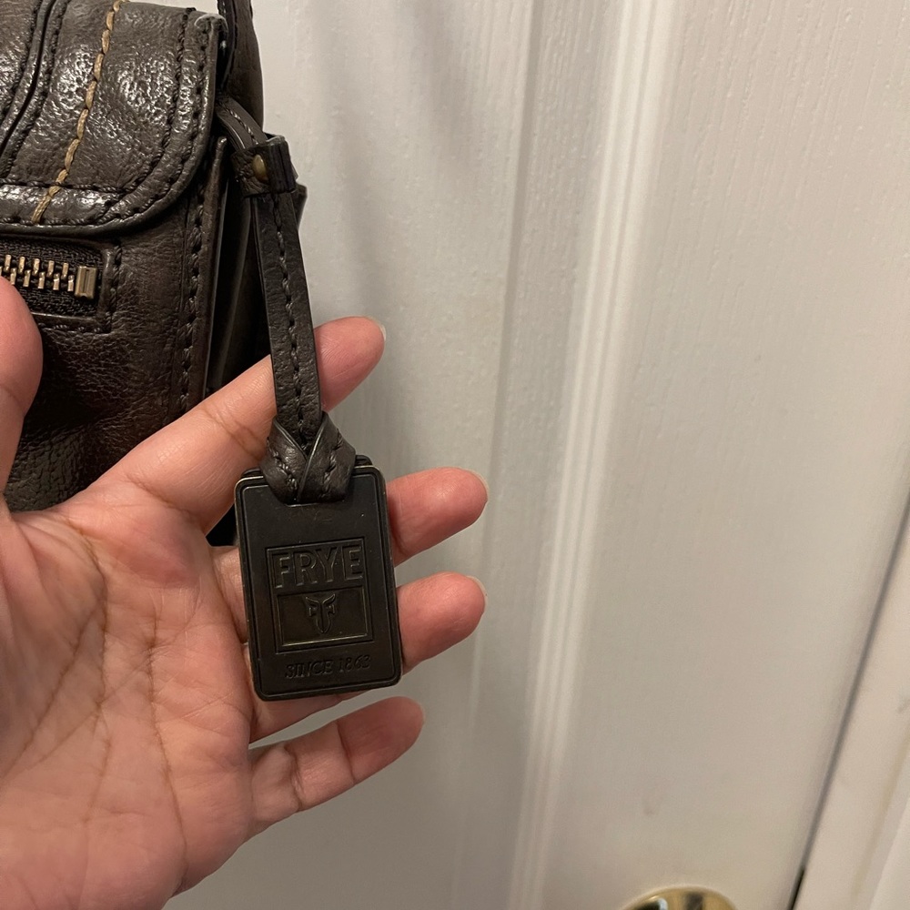 FRYE ANNA SADDLE HANDBAG DB222 CHARCOAL ITALIAN LEATHER $498 - Picture 8 of 16